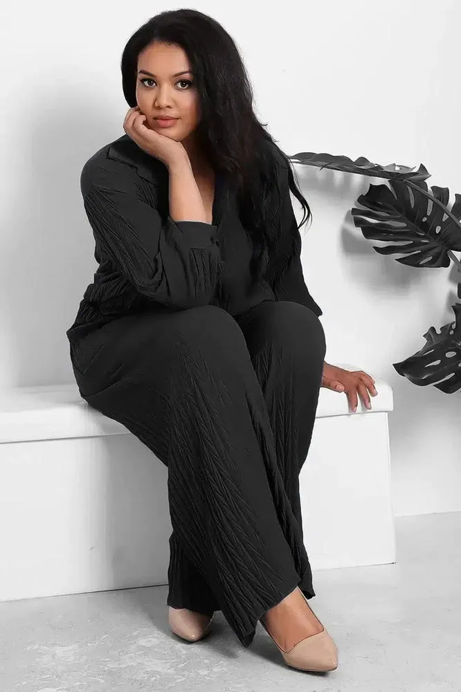 Shirred Texture Lazy Fit Shirt And Trouser Set