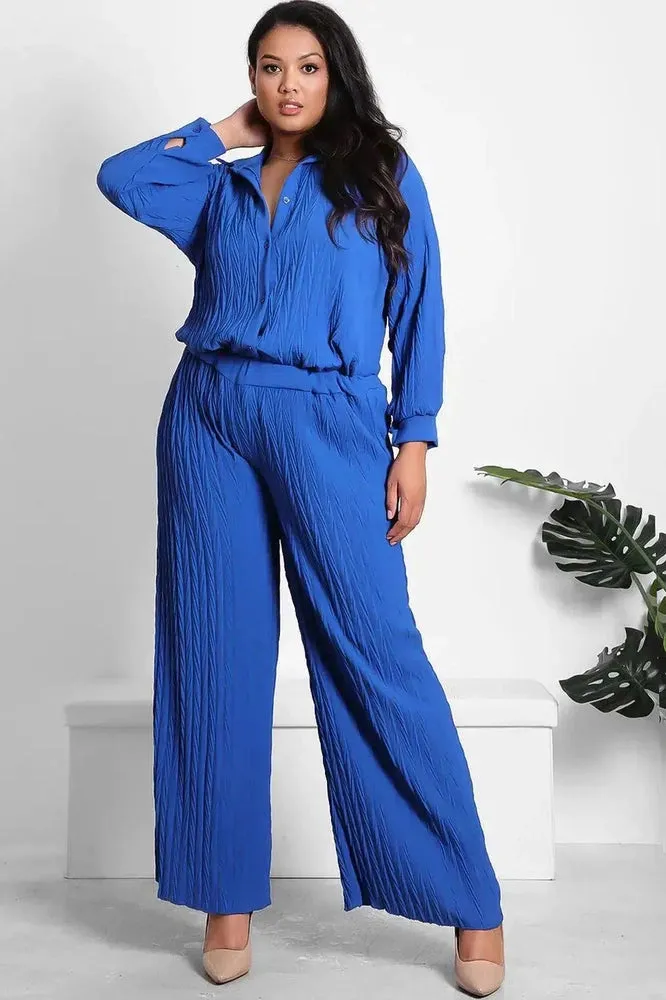 Shirred Texture Lazy Fit Shirt And Trouser Set
