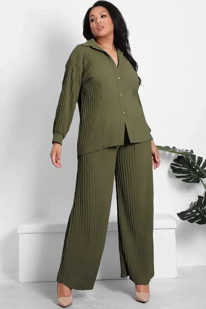 Shirred Texture Lazy Fit Shirt And Trouser Set