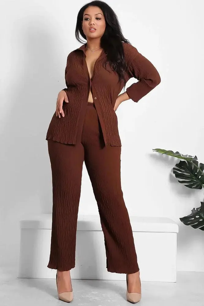 Shirred Texture Lazy Fit Shirt And Trouser Set