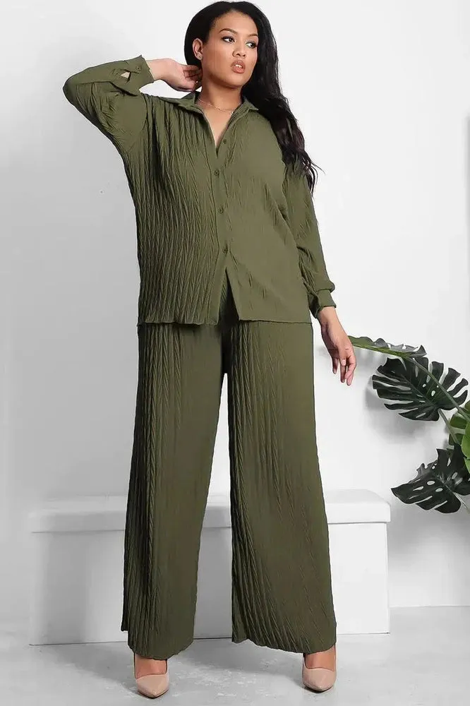 Shirred Texture Lazy Fit Shirt And Trouser Set