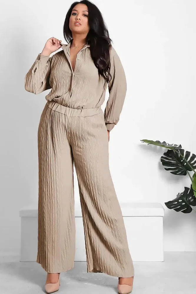 Shirred Texture Lazy Fit Shirt And Trouser Set