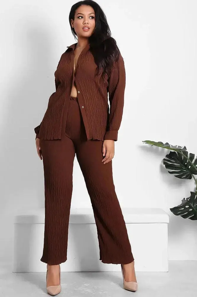 Shirred Texture Lazy Fit Shirt And Trouser Set