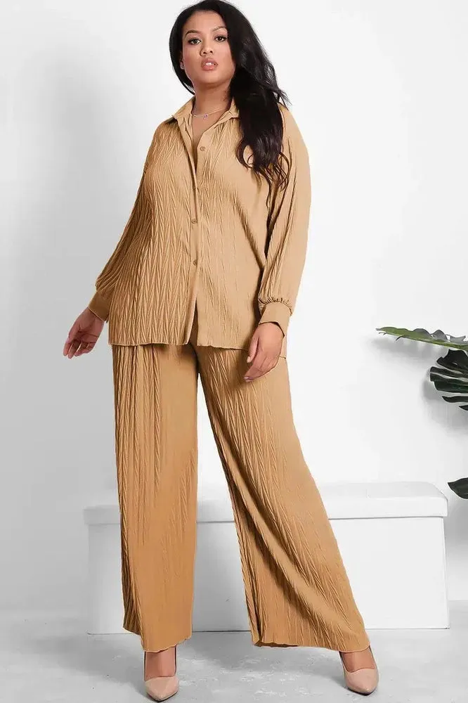 Shirred Texture Lazy Fit Shirt And Trouser Set