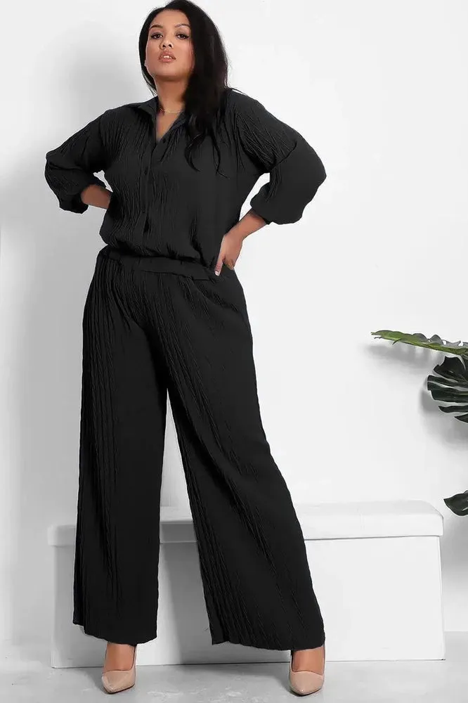 Shirred Texture Lazy Fit Shirt And Trouser Set