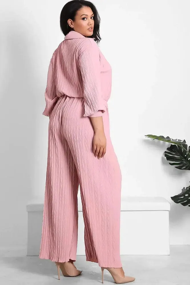 Shirred Texture Lazy Fit Shirt And Trouser Set