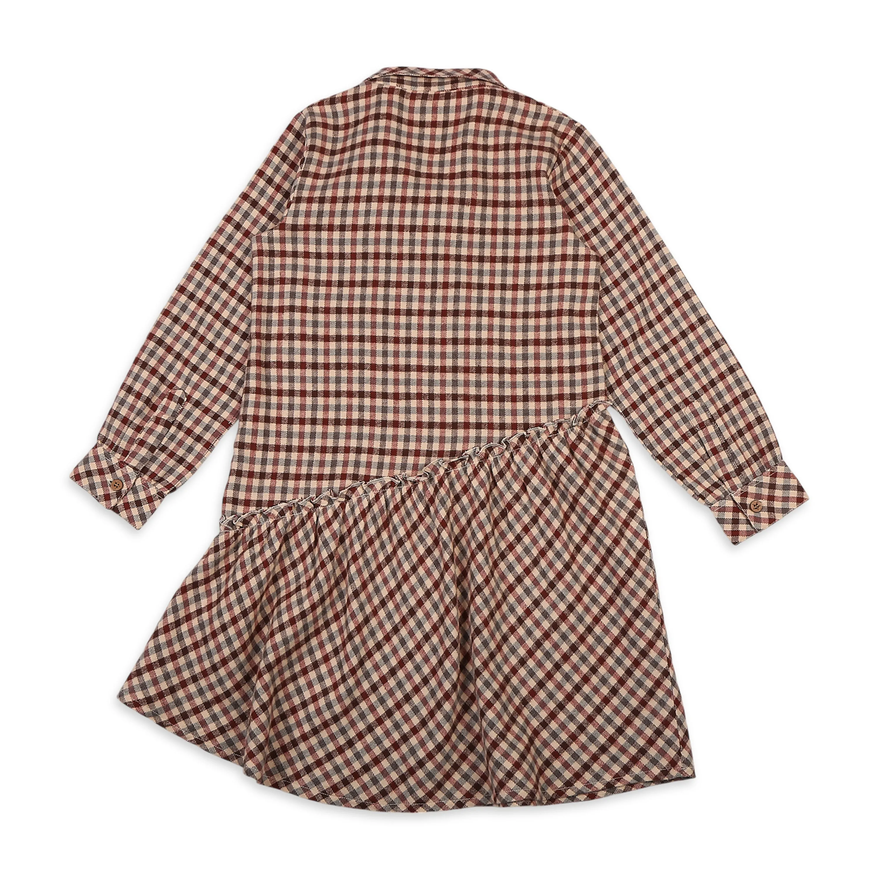 Shirt Dress With Exaggerated High Waist Asymetrical Tier