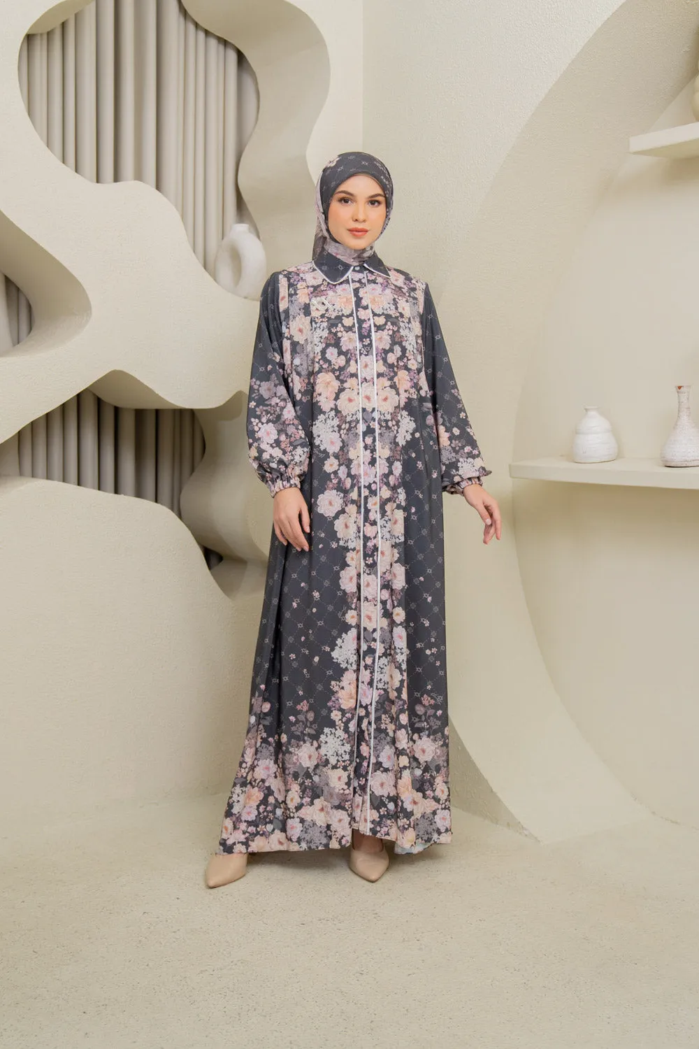 Sikka Dress & Scarf Set Black Onyx