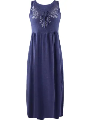 Sleeveless Embroidered Casual Maxi Sun Dress