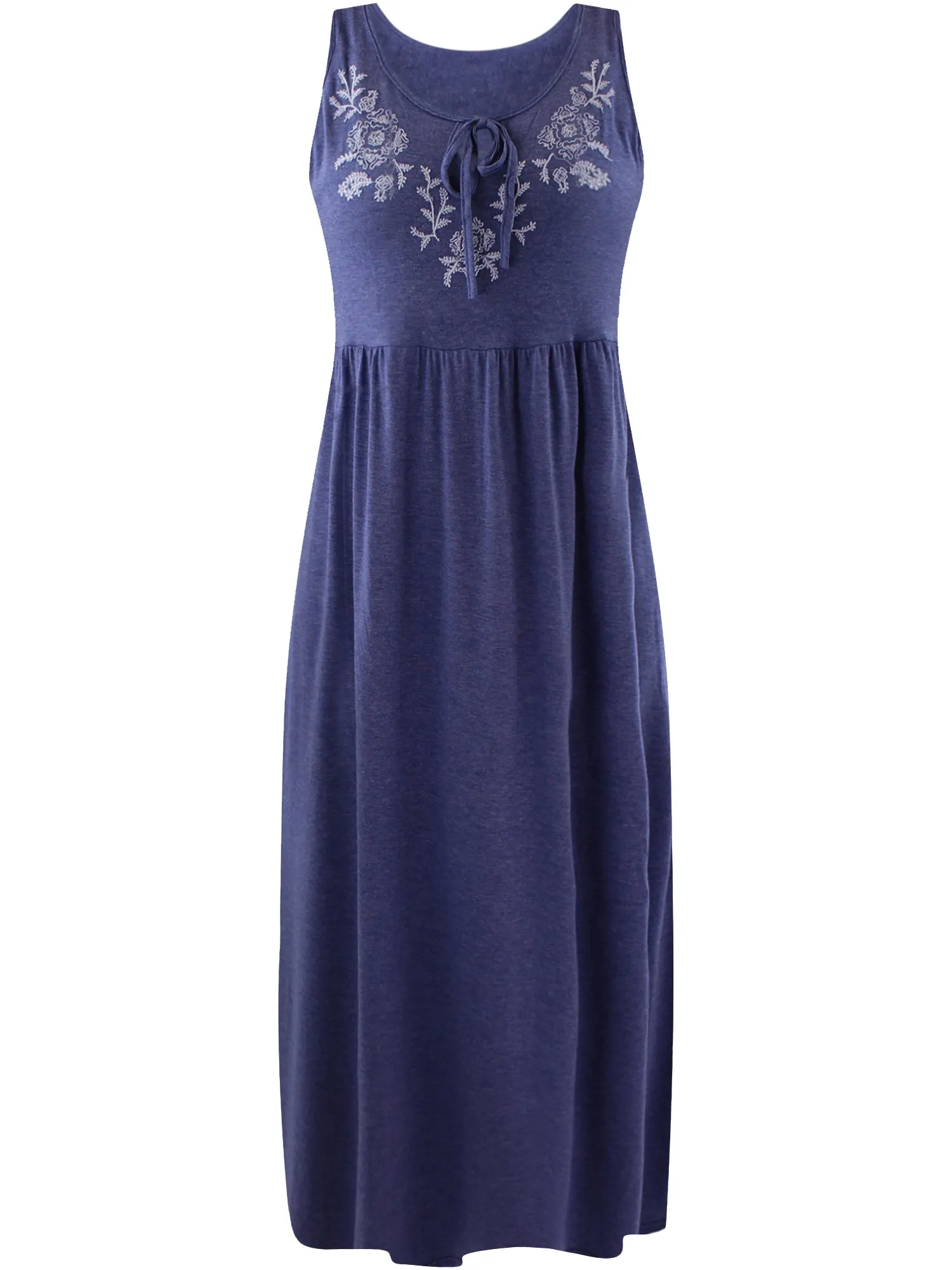 Sleeveless Embroidered Casual Maxi Sun Dress