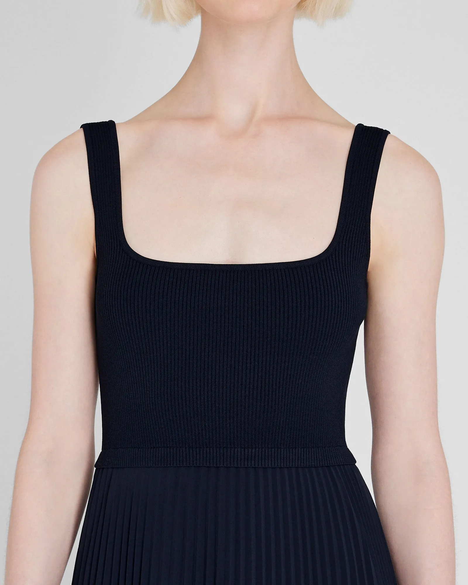 Sleeveless Knit Pleated Maxi Dress