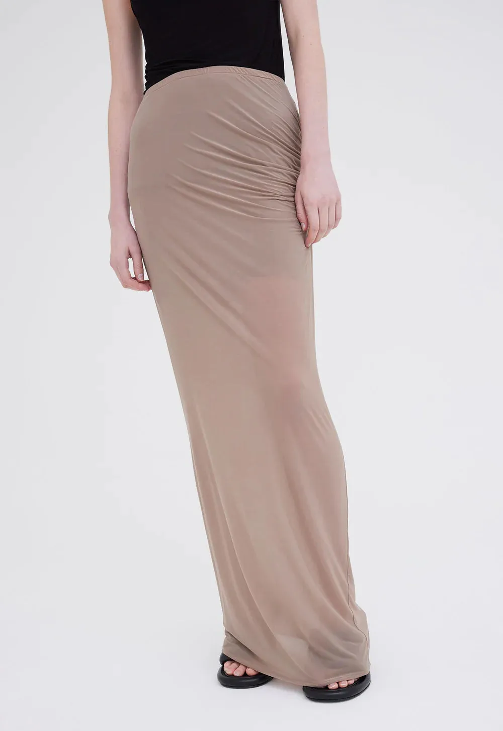 Slink Italian Jersey Skirt in Mushroom Neutral