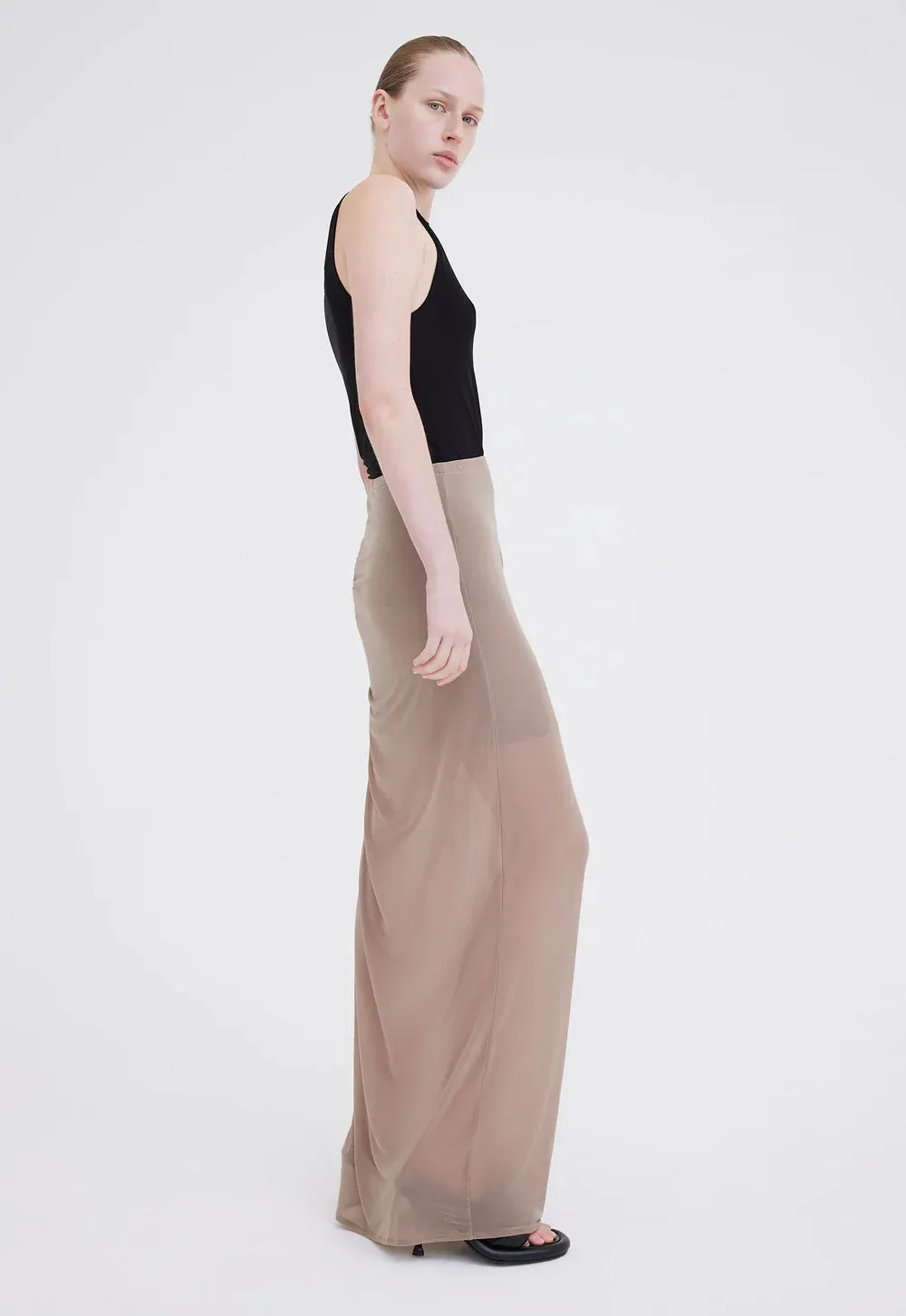 Slink Italian Jersey Skirt in Mushroom Neutral