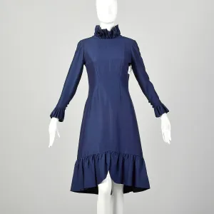 Small 1960s Dress Modest Ruffle Long Sleeve Avant Garde Theatre Costume As-Is