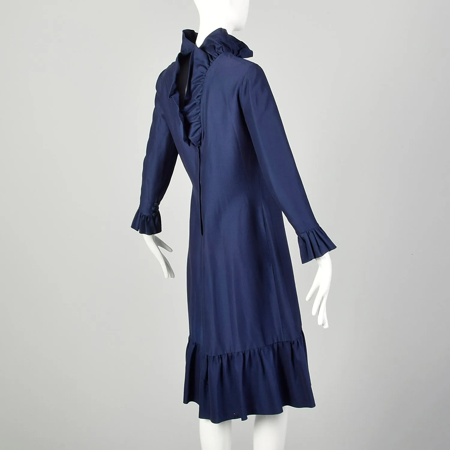Small 1960s Dress Modest Ruffle Long Sleeve Avant Garde Theatre Costume As-Is