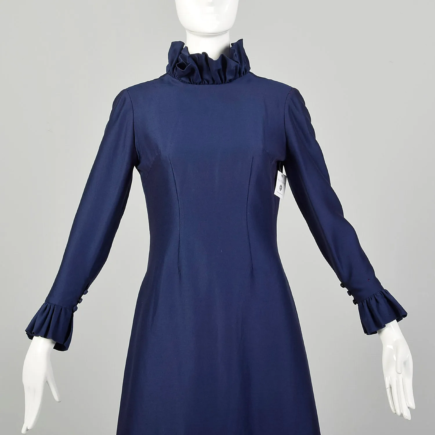 Small 1960s Dress Modest Ruffle Long Sleeve Avant Garde Theatre Costume As-Is