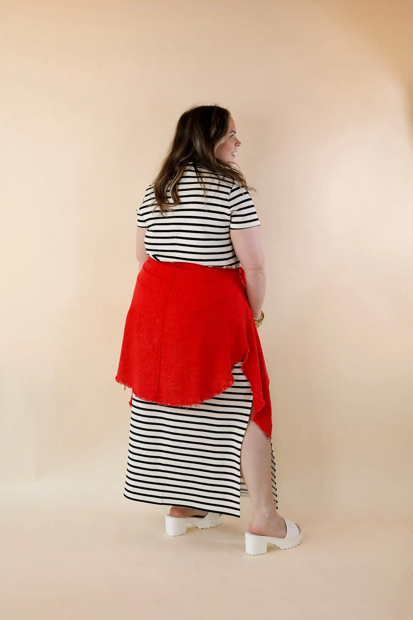 SPANX | AirEssentials Maxi T-Shirt Dress in Very Black Stripe