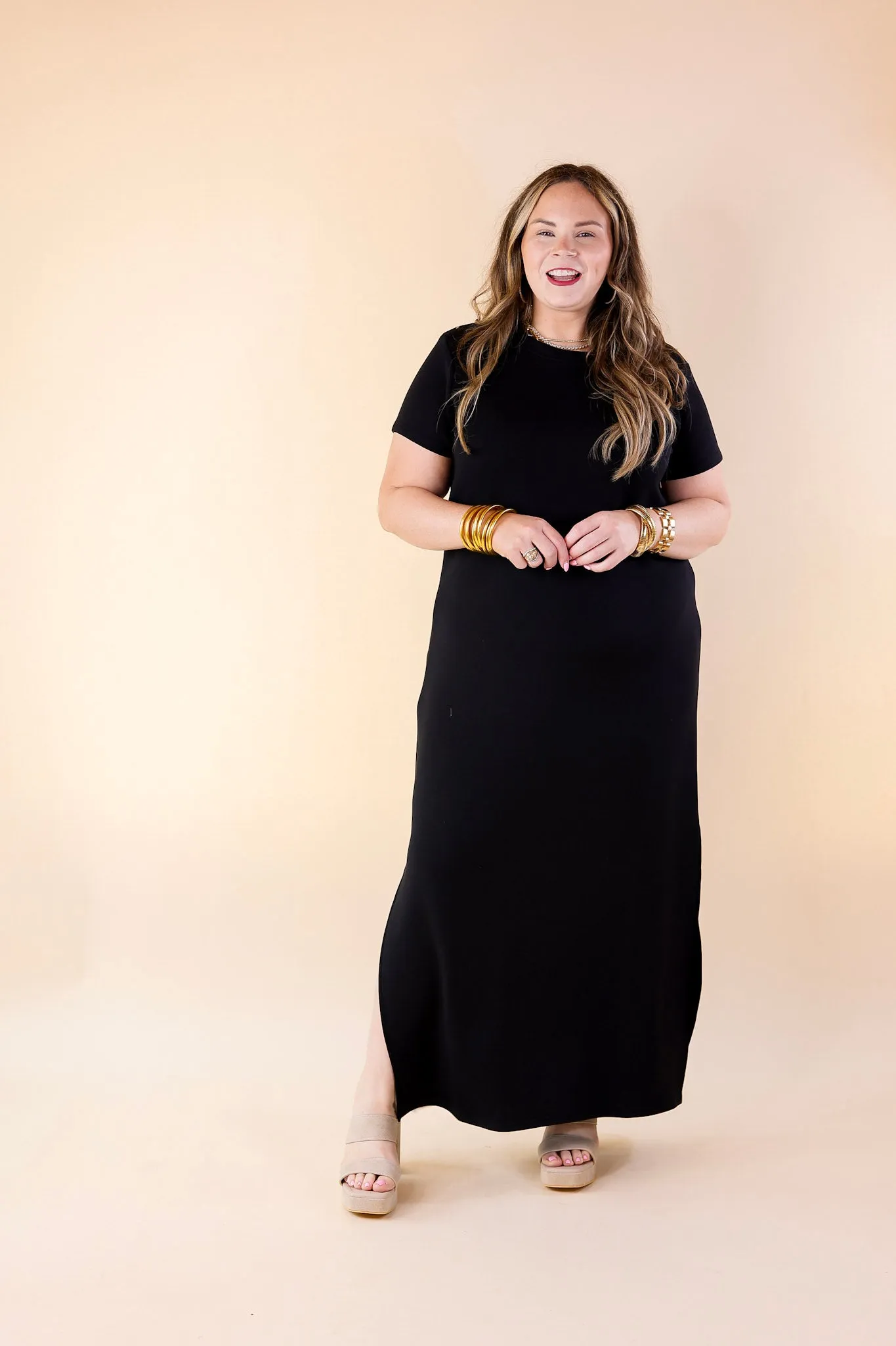 SPANX | AirEssentials Maxi T-Shirt Dress in Very Black
