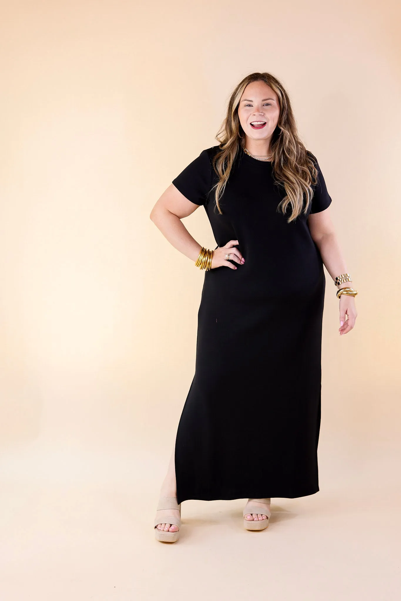 SPANX | AirEssentials Maxi T-Shirt Dress in Very Black