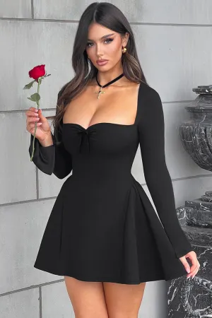 Square Neck Long Sleeve Mini Dress