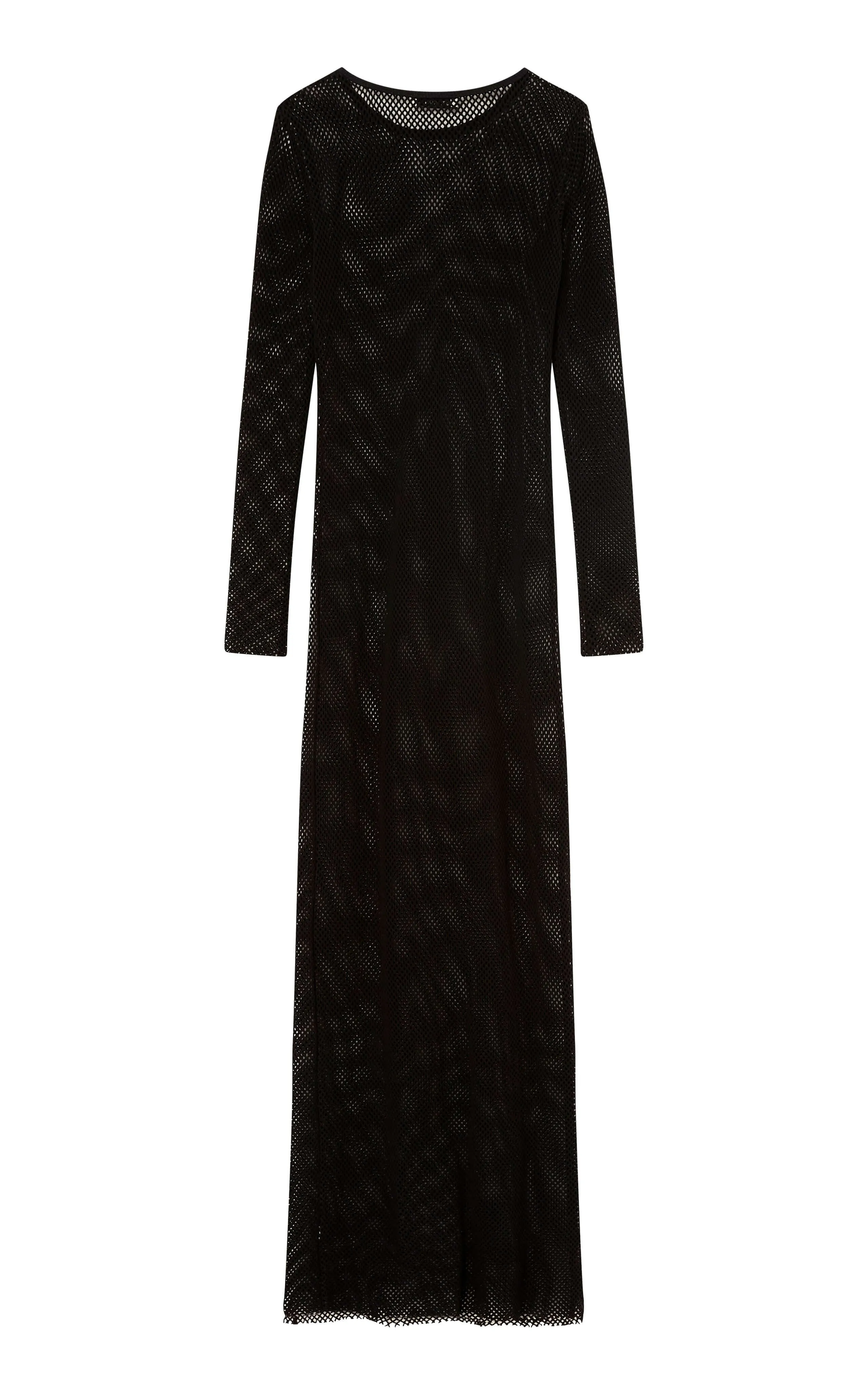 St. Agni Black Mesh Long Sleeve Dress