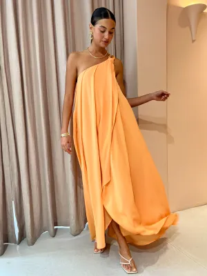 Suboo Aura One Shoulder Chain Maxi Dress in Melon