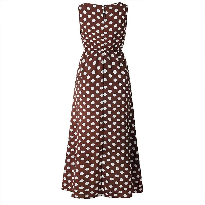 Summer Casual Women's Maxi Polka Dot Long Dress For Beach Party
