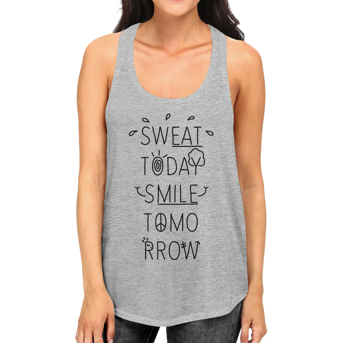 Sweat Smile Womens Cute Gym Tank Top Cute Gift For Workout Lovers