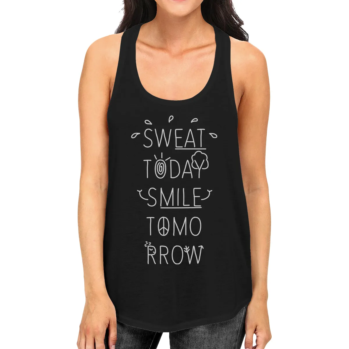 Sweat Smile Womens Cute Gym Tank Top Cute Gift For Workout Lovers