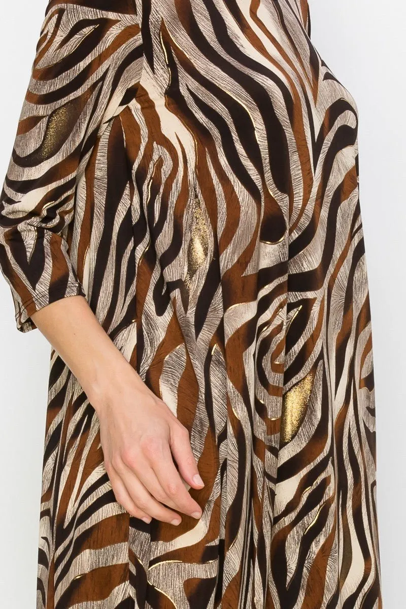 Swirly Mocha Print Maxi Dress