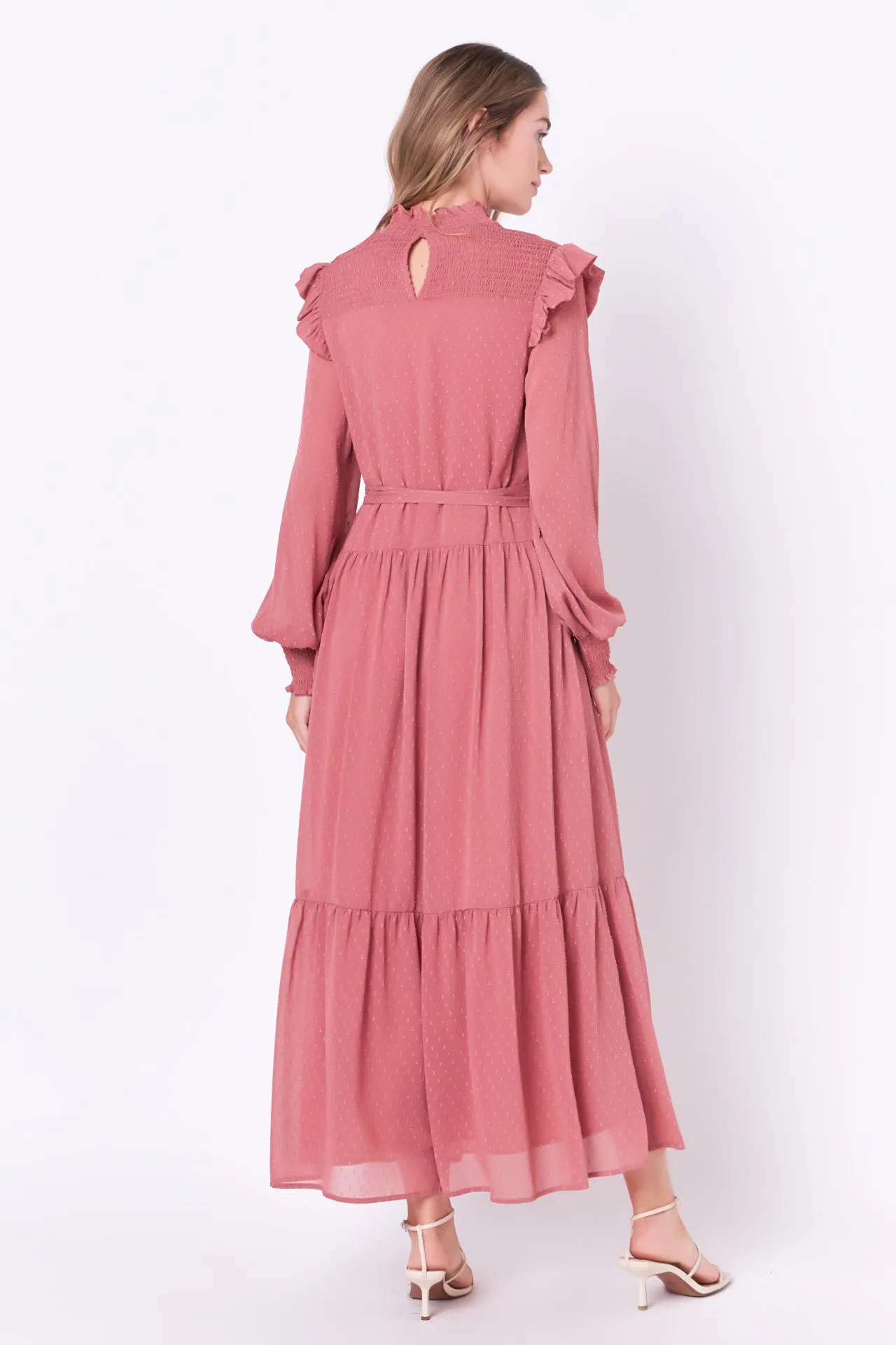 Swiss Dot Smocked Maxi Dress