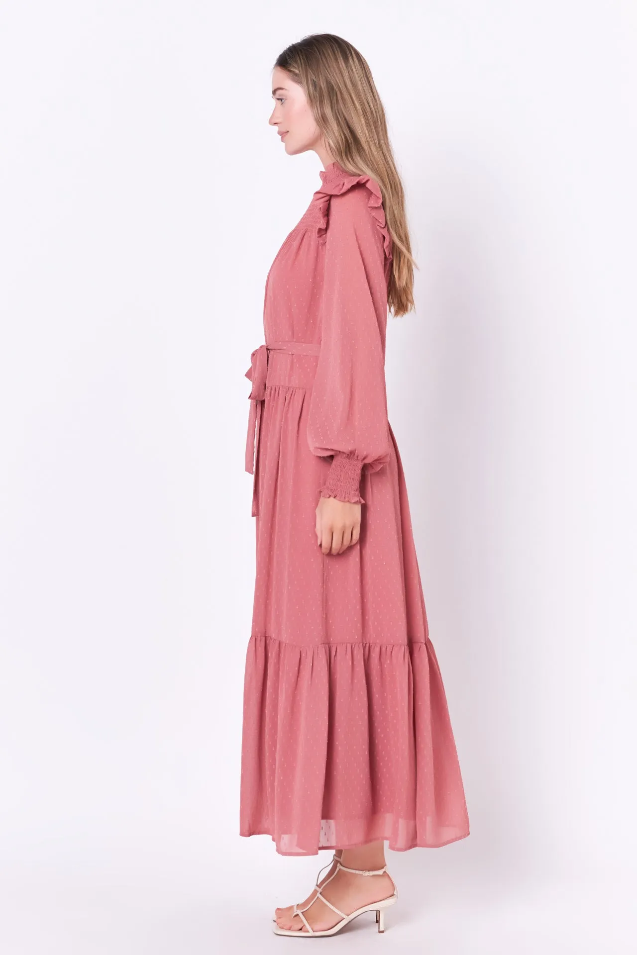 Swiss Dot Smocked Maxi Dress