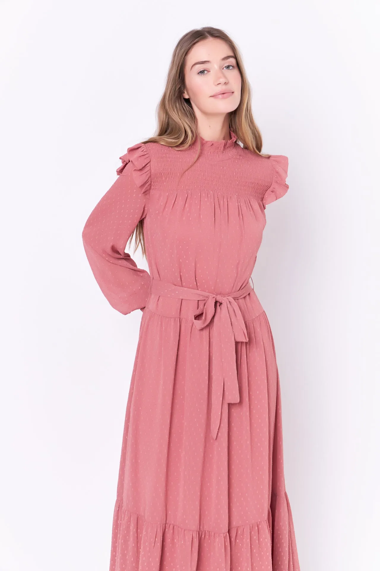Swiss Dot Smocked Maxi Dress