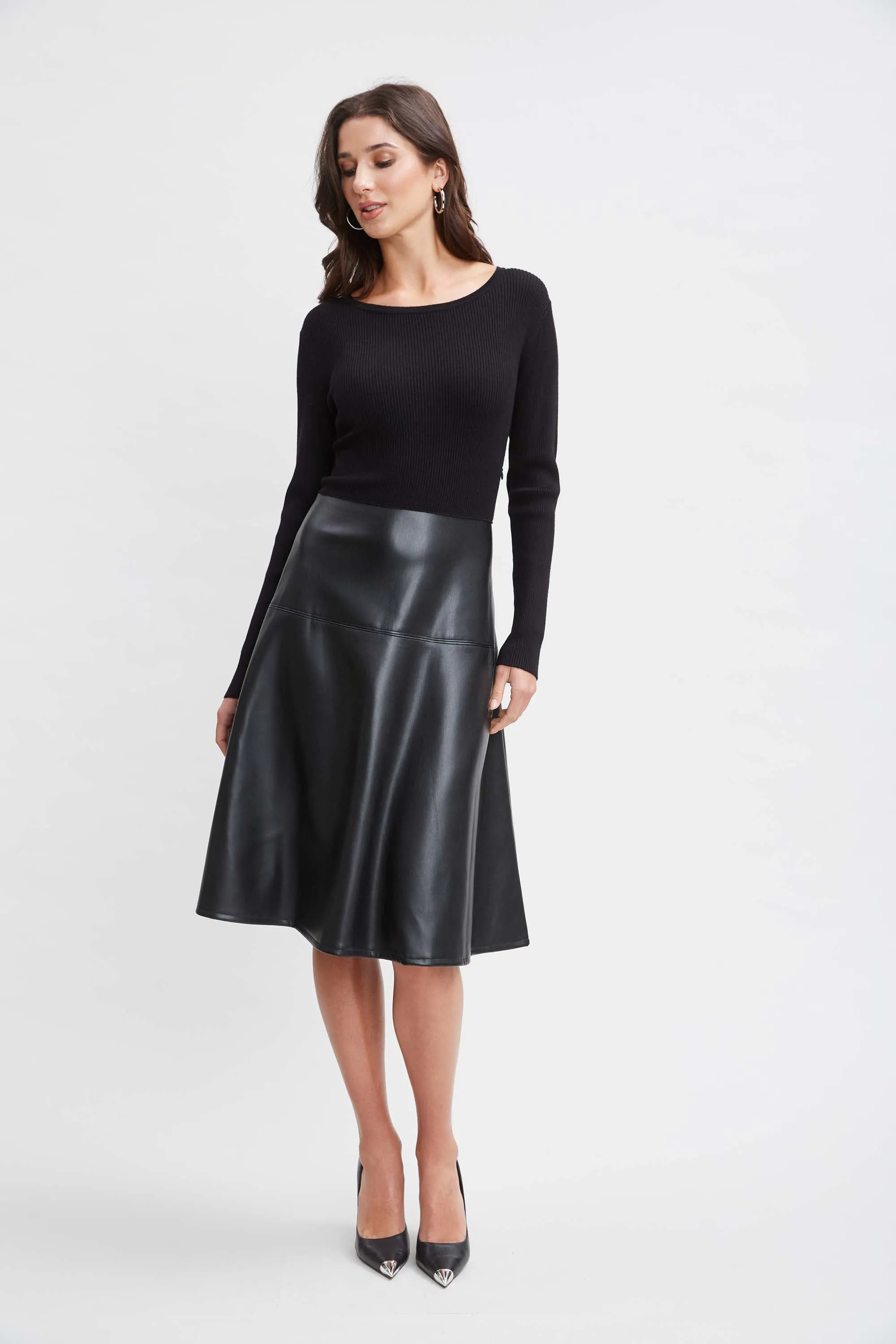 T-Tahari Knit Vegan Leather Dress