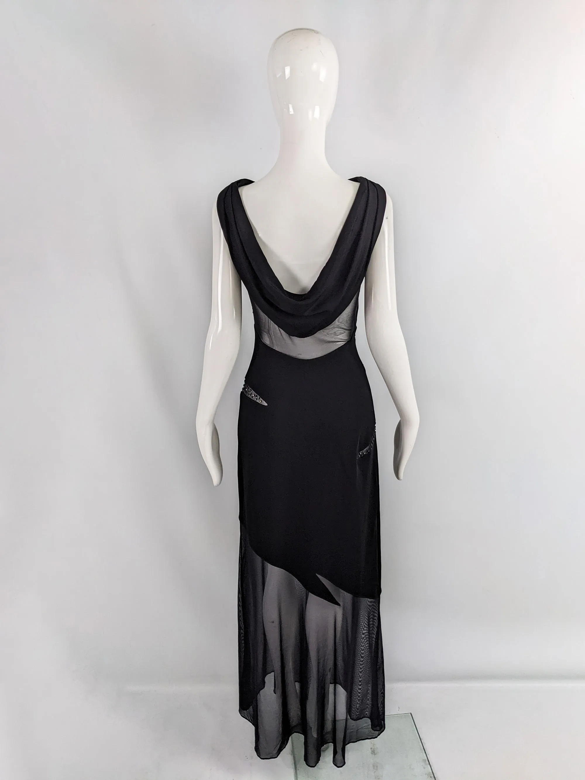 Tadashi Shoji Vintage Slashed Cut Out Evening Dress, 1990s