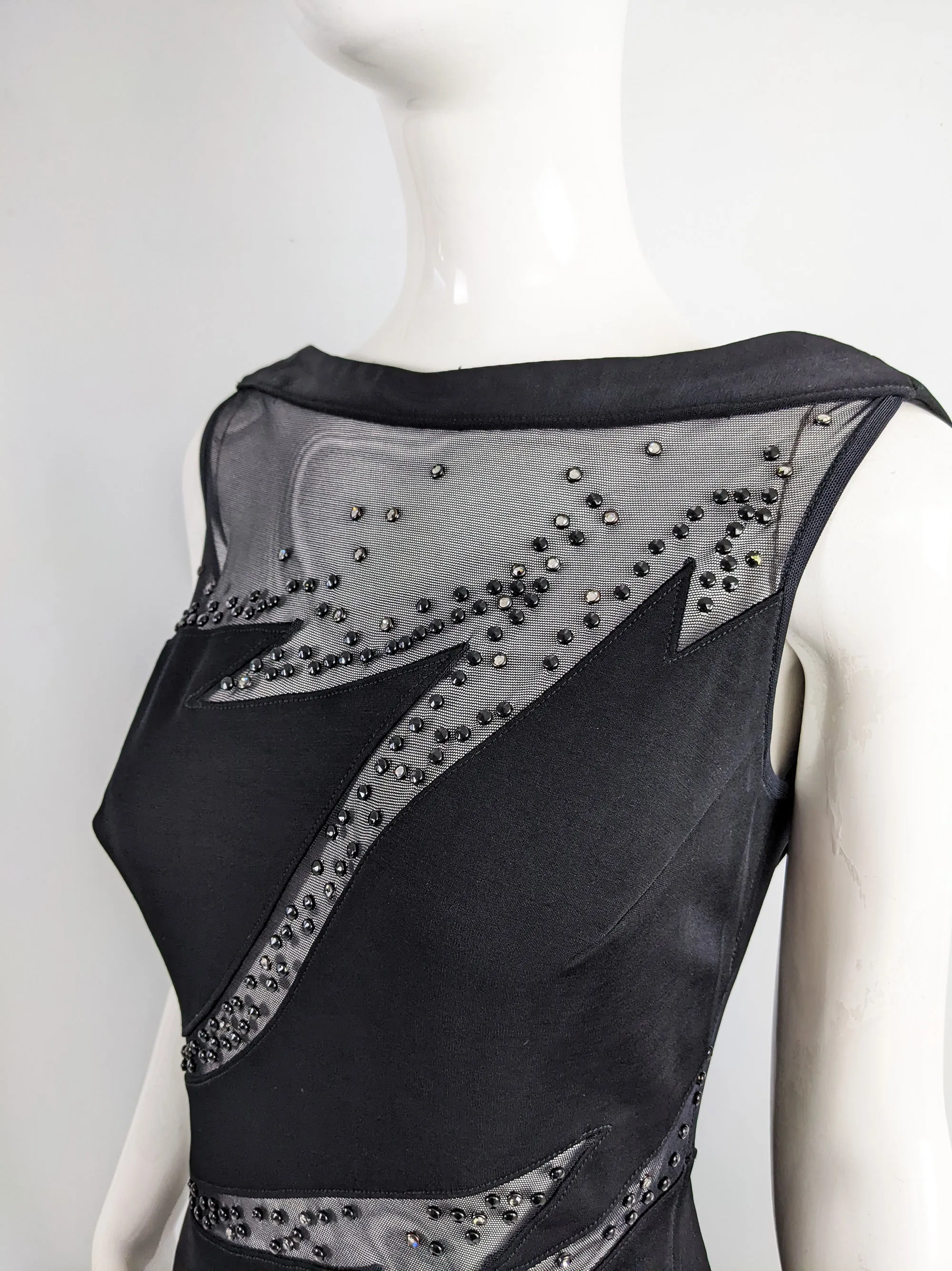 Tadashi Shoji Vintage Slashed Cut Out Evening Dress, 1990s