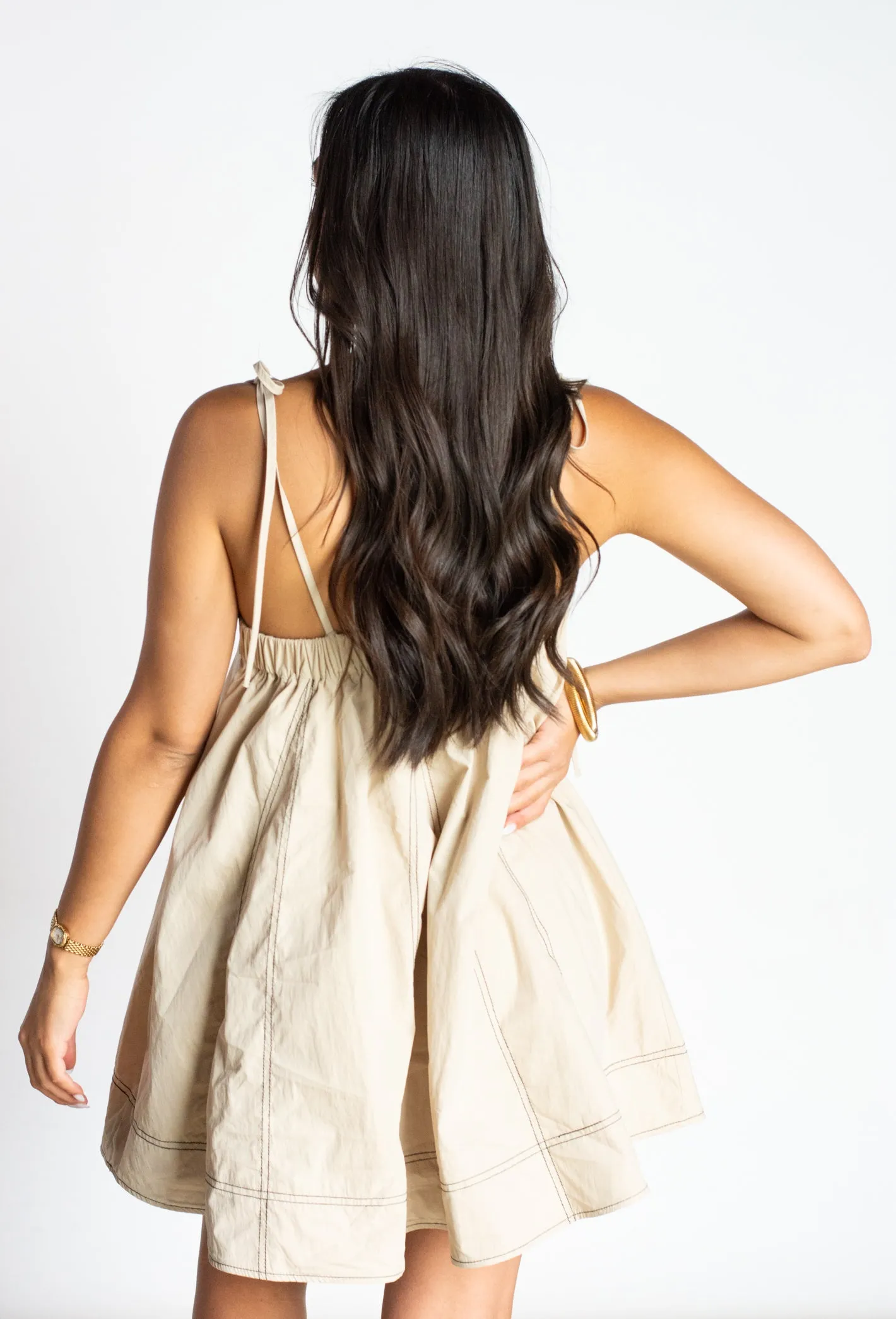 Take Me To Santa Fe Taupe Baby Doll Dress