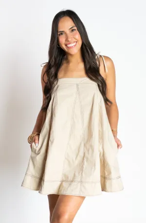 Take Me To Santa Fe Taupe Baby Doll Dress