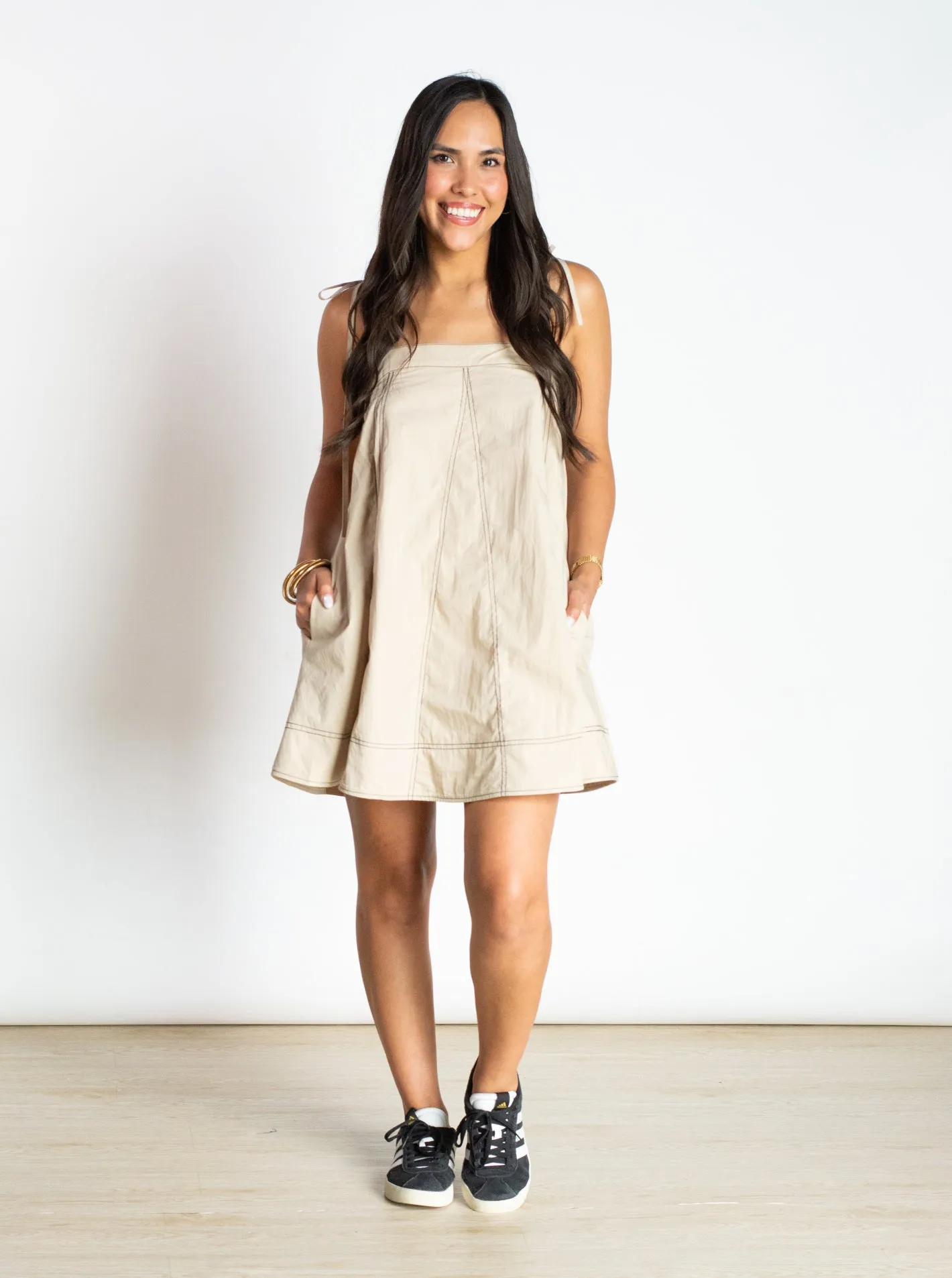 Take Me To Santa Fe Taupe Baby Doll Dress
