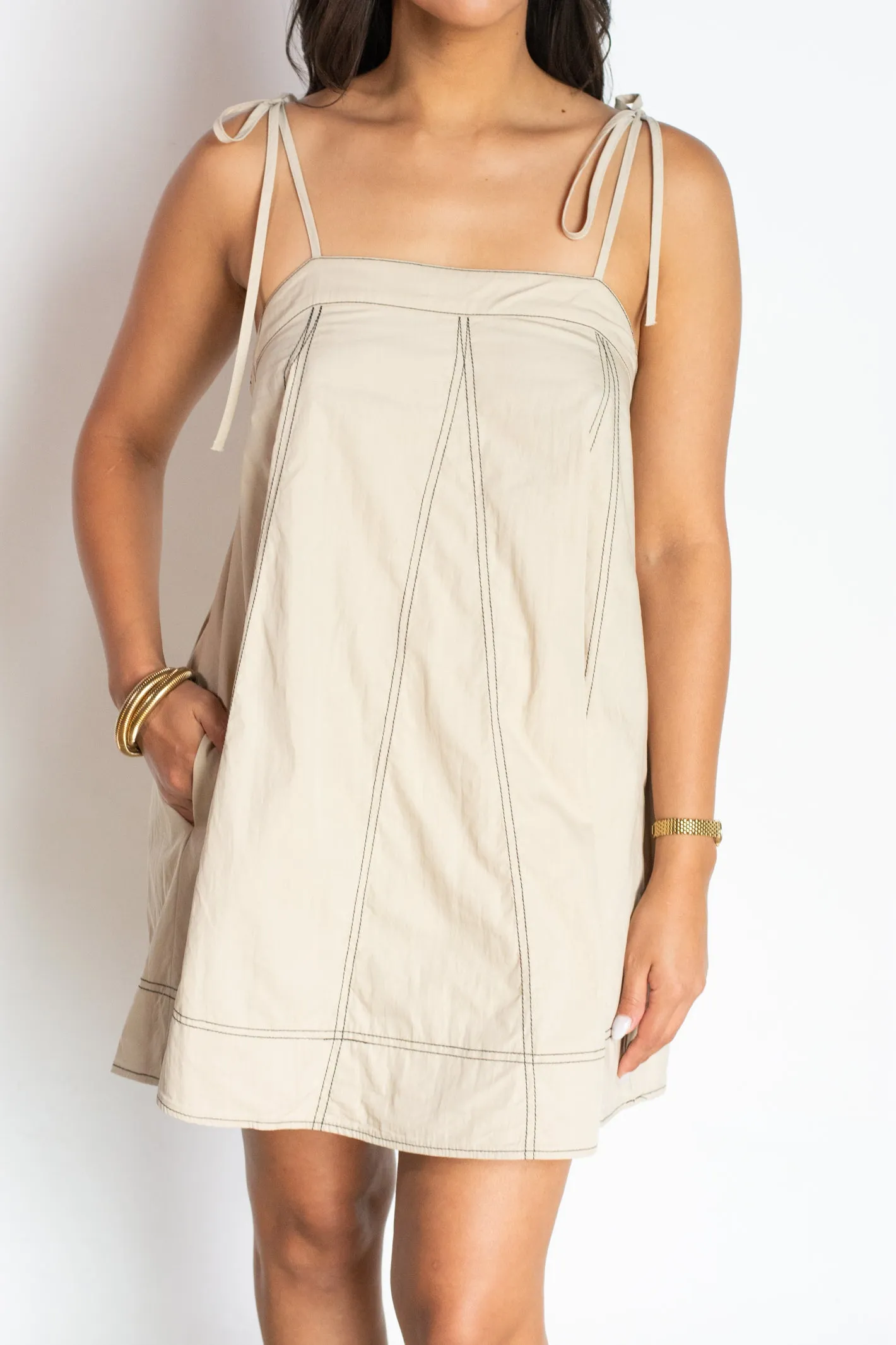 Take Me To Santa Fe Taupe Baby Doll Dress