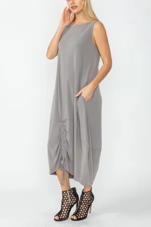 Taupe Drawstring Balloon Dress