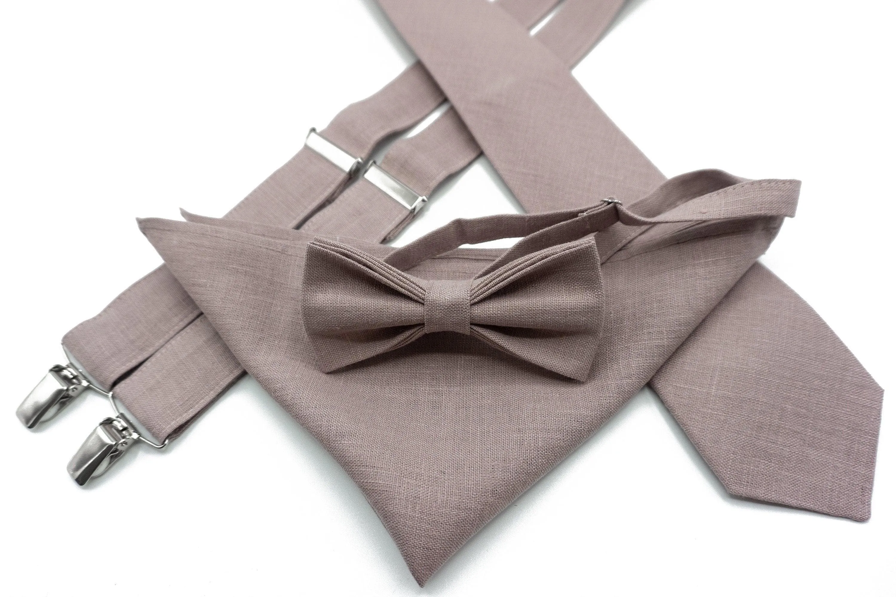 Taupe Pocket Square and Tie Set for Men
