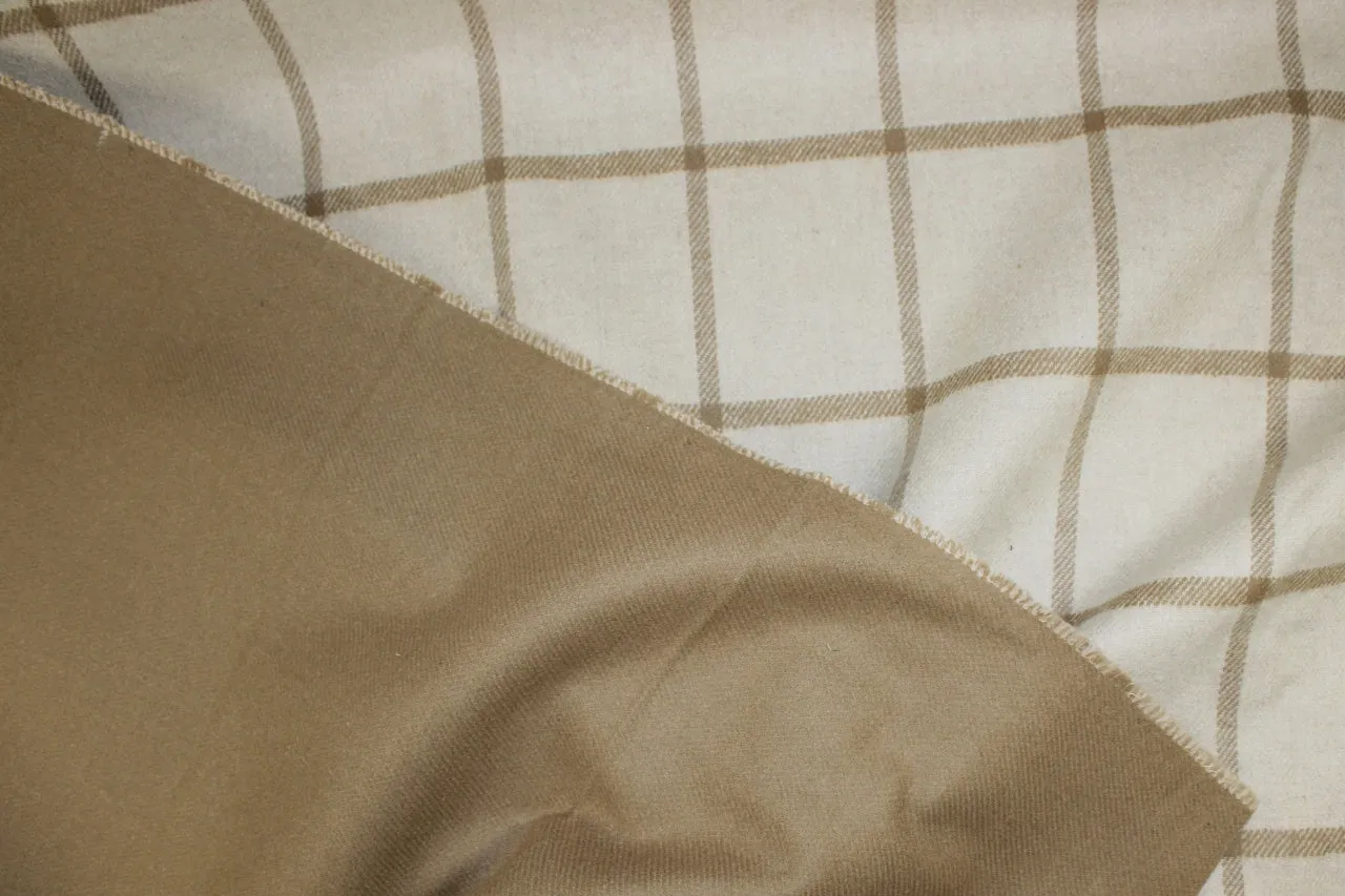 Th0m Br0wne Double-Faced Wool Plaid - Tan/Ivory