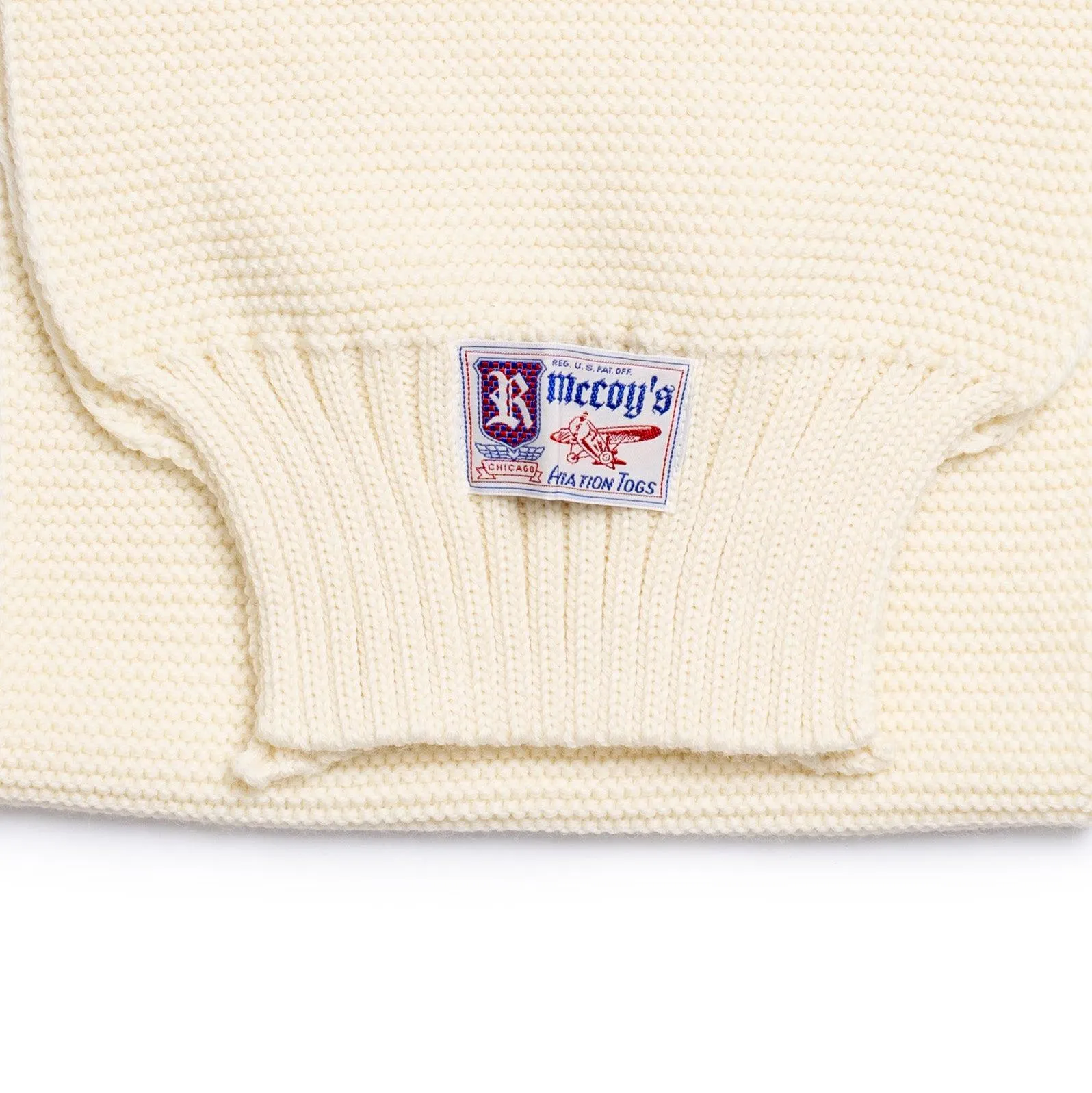 The Real McCoy's Scarf, Wool Knit Ecru