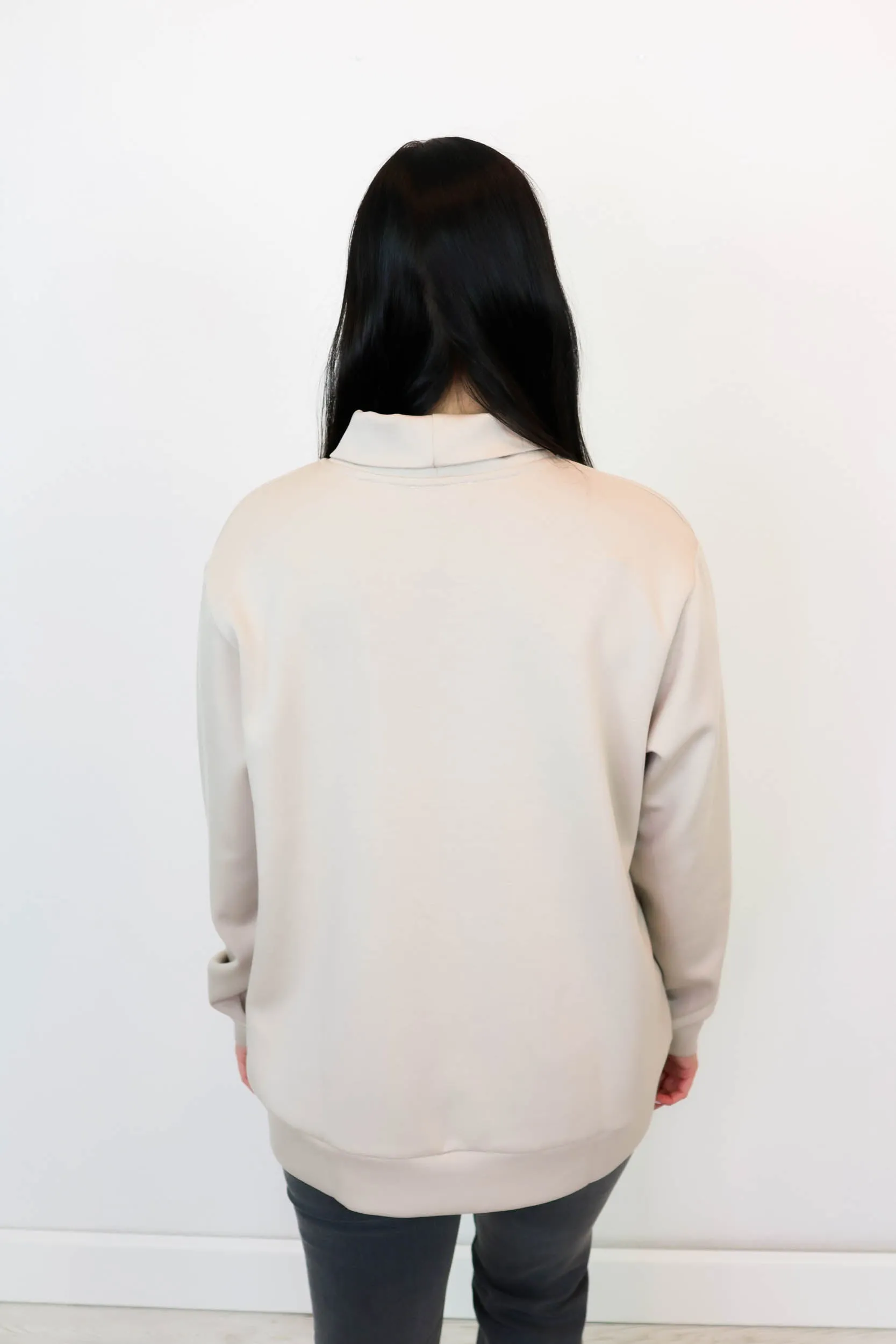 Tia Mock Neck Top | Taupe