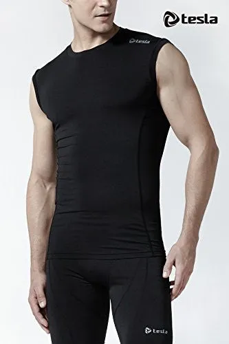 TM-R15-BLKZ_X-LARGE TESLA MEN'S COOL DRY COMPRESSION MUSCLE TANK BASELAYER SLEEVELESS R15