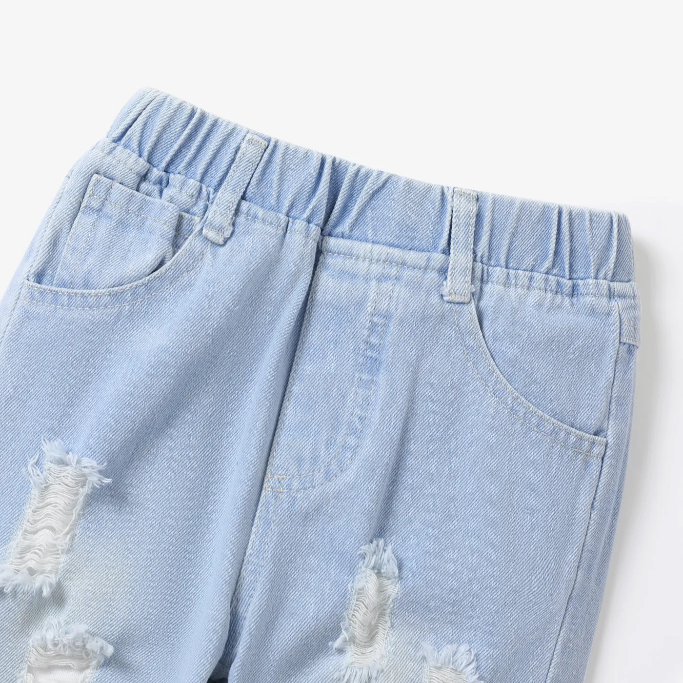 Toddler Girl/Boy Elasticized Ripped Denim Jeans