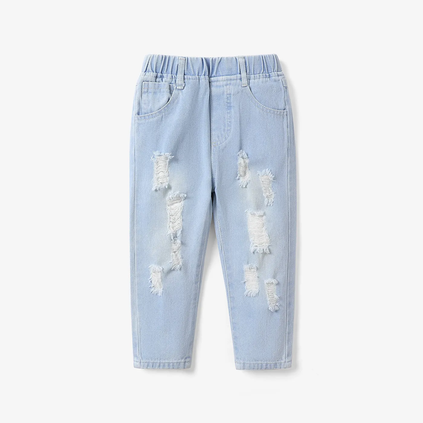 Toddler Girl/Boy Elasticized Ripped Denim Jeans