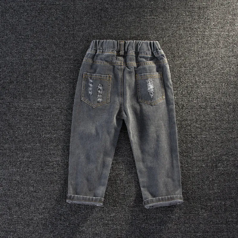 Toddler Girl/Boy Elasticized Ripped Denim Jeans