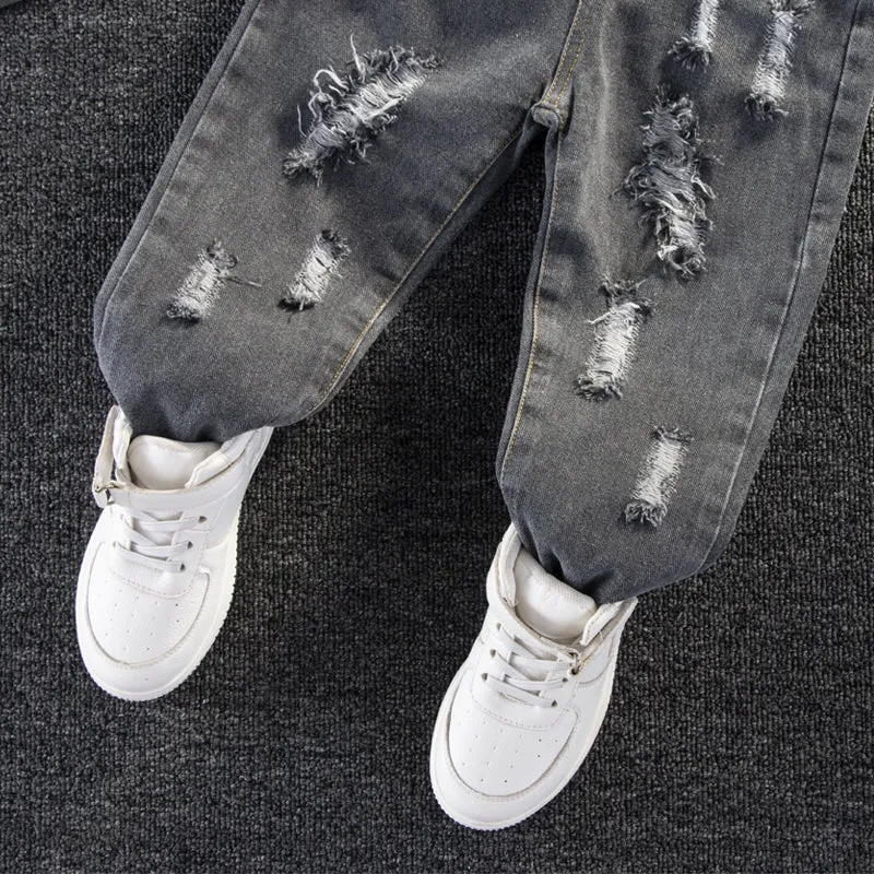 Toddler Girl/Boy Elasticized Ripped Denim Jeans